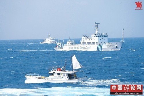资料图：中日对峙钓鱼岛海域大图曝光。。